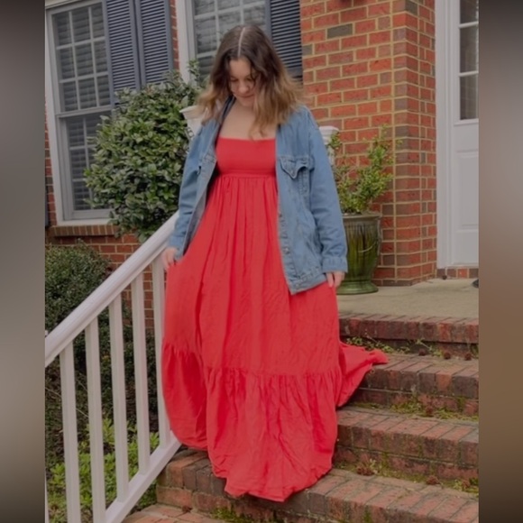 J Crew Talitha Orange 100% Linen Full Maxi Dress Size 10 - Picture 3 of 7